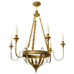 Milano Italian Six-Arm Giltwood and Gilt-Metal Chandelier by Randy Esada Designs