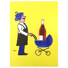 Póster original de época sobre el vino francés de Savignac "Buvons Ici Le Vin Nouveau" (Buvamos aquí el vino nuevo)