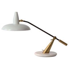 Mid-Century Italian Modernist Table Lamp with Brass and Marble, 1950s 