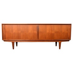 Danish Modern Tambour Door Credenza in Teak by Bernhard Pedersen