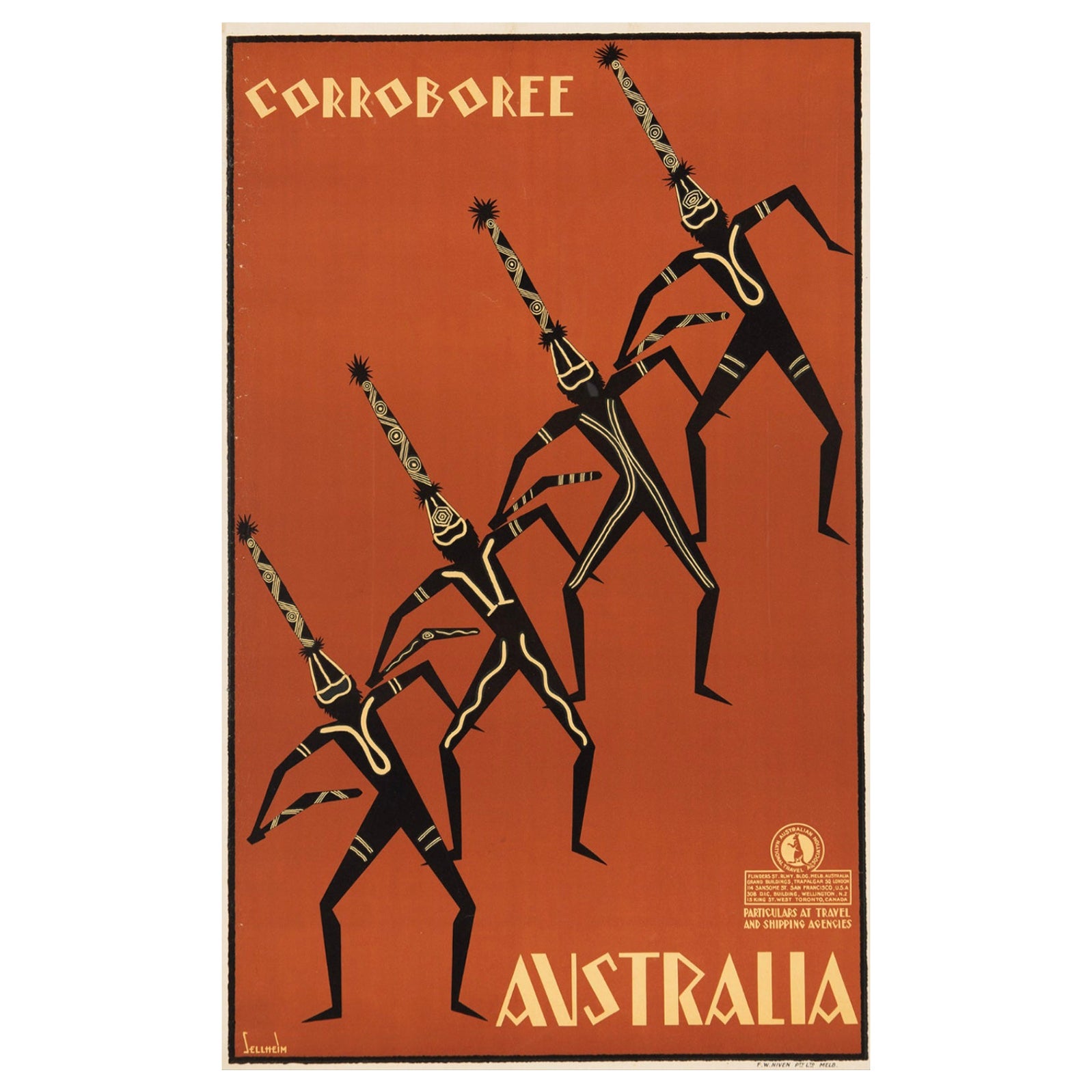 'Corroboree' Australia Original Vintage Poster by Sellheim, 1934 For Sale
