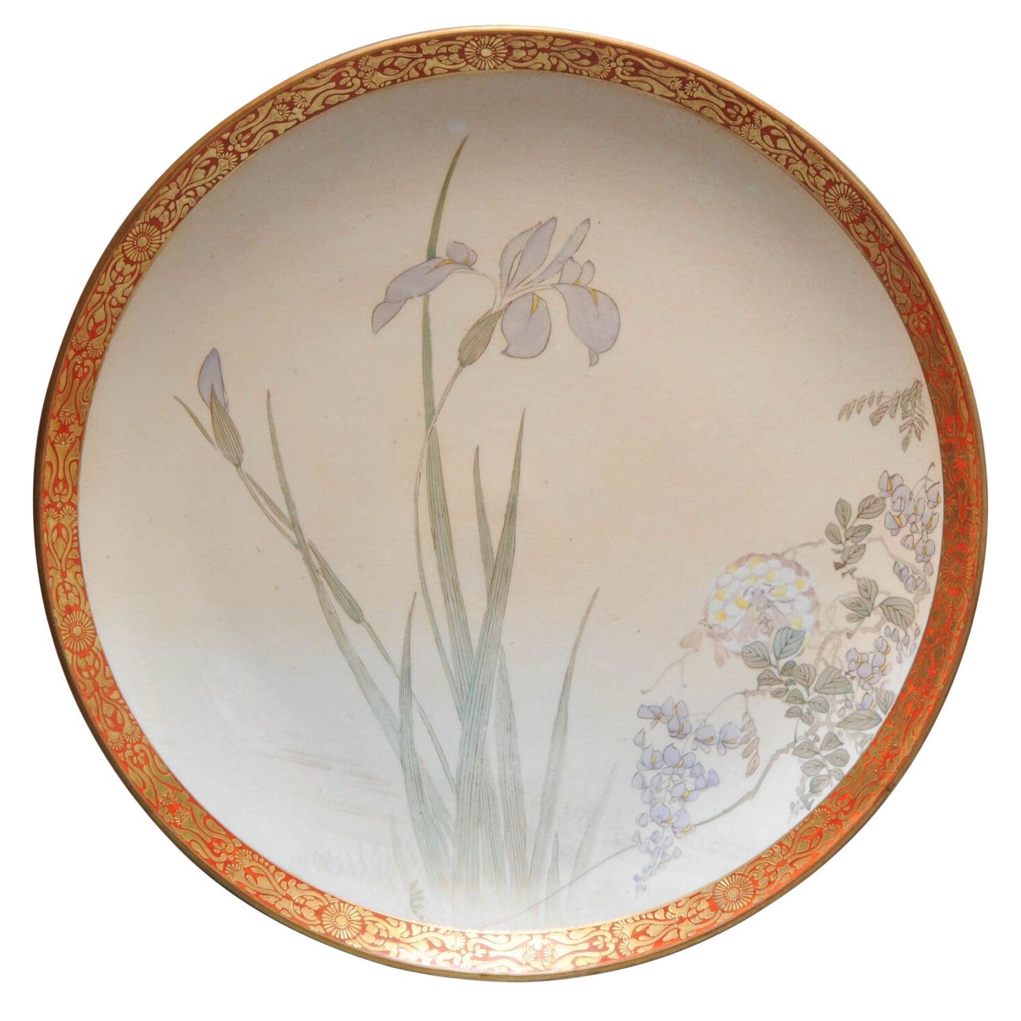 Gran Cargador Antiguo de Porcelana Japonesa Kutani de Taniguchi