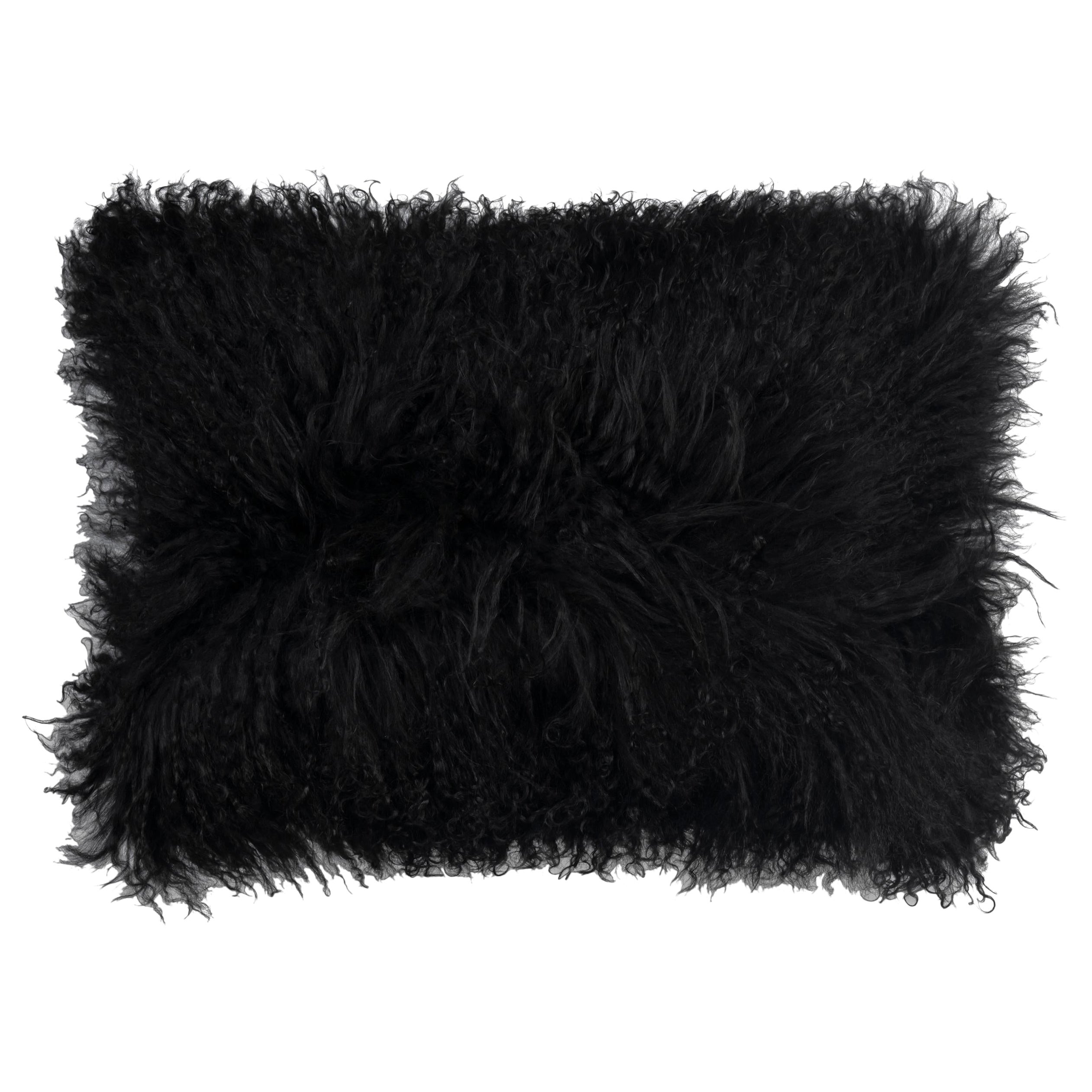 Luna Black Fur Lumbar Pillow                For Sale