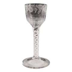 Très beau verre à vin opaque gravé, série unique, vers 1760