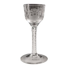 Used Engraved Double Series Opaque Twist Wine Glass c1760