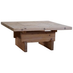 Tavolo da divano quadrato in pino di Roland Wilhelmsson, modello Kvadrat, anni '70, metà secolo.