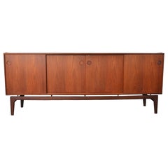 Danish Modern Low Teak Credenza in the Manner of Arne Hovmand Olsen