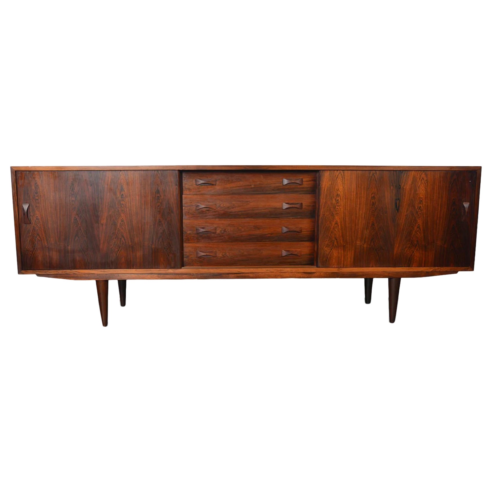 Large Danish Modern Credenza in Rosewood by Clausen + Søn For Sale