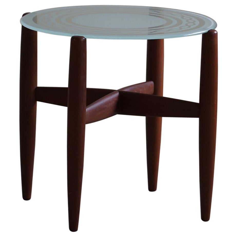 Side Table in Teak & Glass, Danish Mid Century Modern, Made in the 1960s For Sale