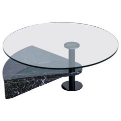 Modern Italian Coffee Table in Marble and Glass by Acerbis, Sculptural Piece