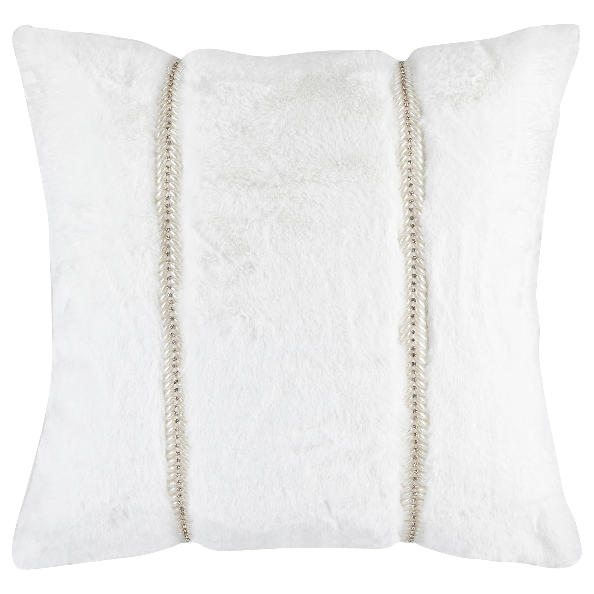 Lux Faux Fur White Pillow For Sale