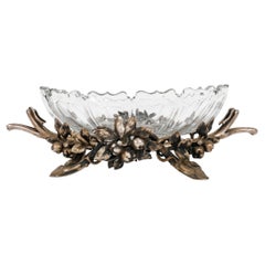 Silvered Bronze and Crystal Cup by Christofle, 19th Century.