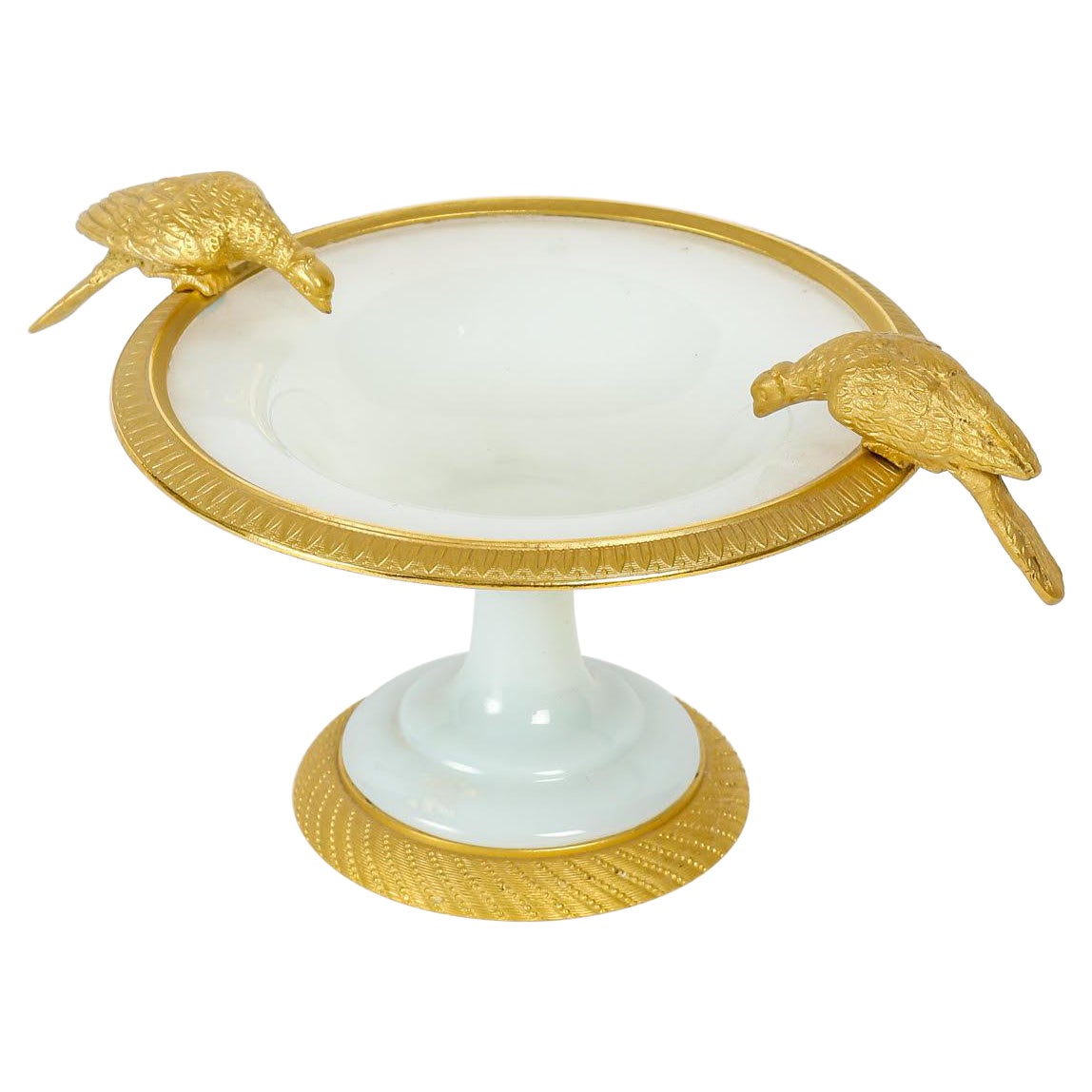 Opaline and Gilt Bronze Bowl, Antique Charles X Period. For Sale