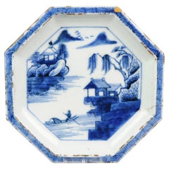 Plat en porcelaine chinoise ancienne Kosometsuke Scholar Landscape, 17e siècle