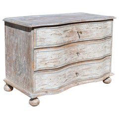 Used Light grey baroque chest of drawers, 18th century