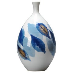 Vaso giapponese Fine Art Arita di Fujii Shumei Paesaggio invernale, XX secolo