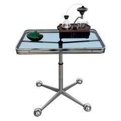 Italian Space Age Coffee / Dining Table, Smoked Glass, Chromed Metal, Telescopic