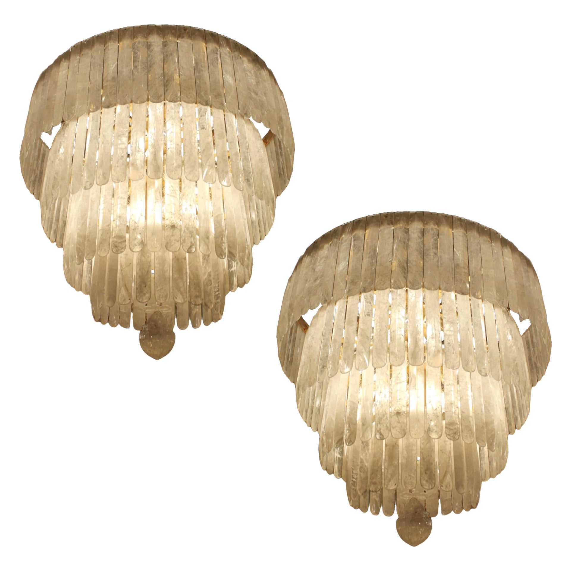  Uniqe exceptional pair of rock crystal chandeliers