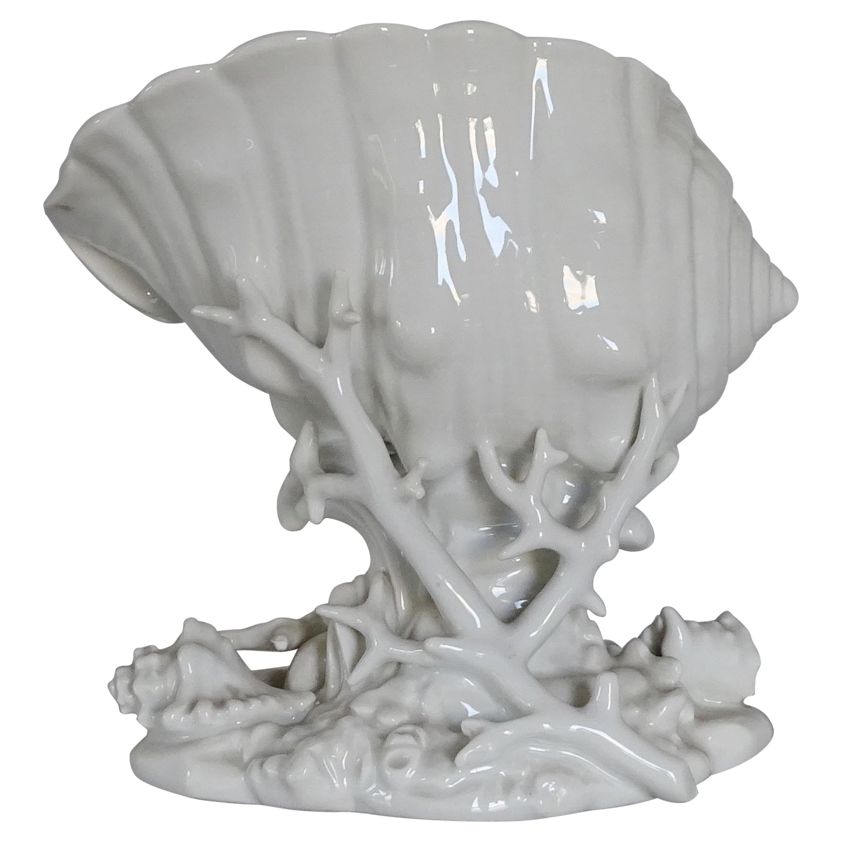 Centre de table Shells en céramique blanche des années 1940 de Richard Ginori.