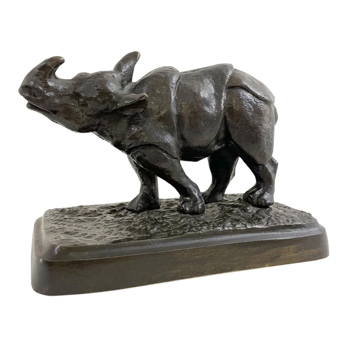Rhinoceros Sculpture by Antonio Amorgasti, Bronze Signed and Dated, 1928 For Sale