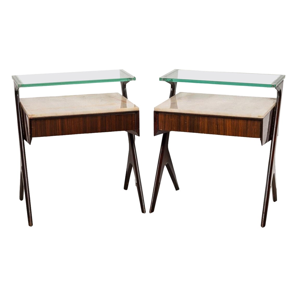 A Pair Of Italian Rosewood Side Tables By Vittorio Dassi, c.1950 For Sale