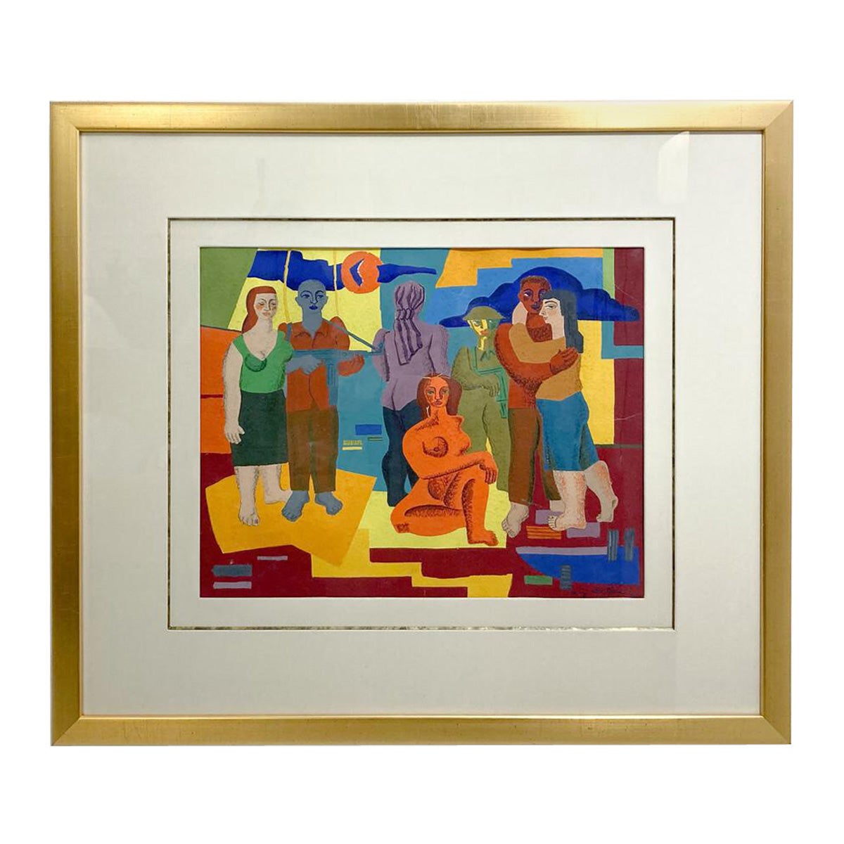 Mid-Century Modern Watercolor signed 'Leclère', 1960s For Sale