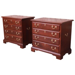 Henkel Harris Georgian Solid Mahogany Bedside Chests, Newly Refinished