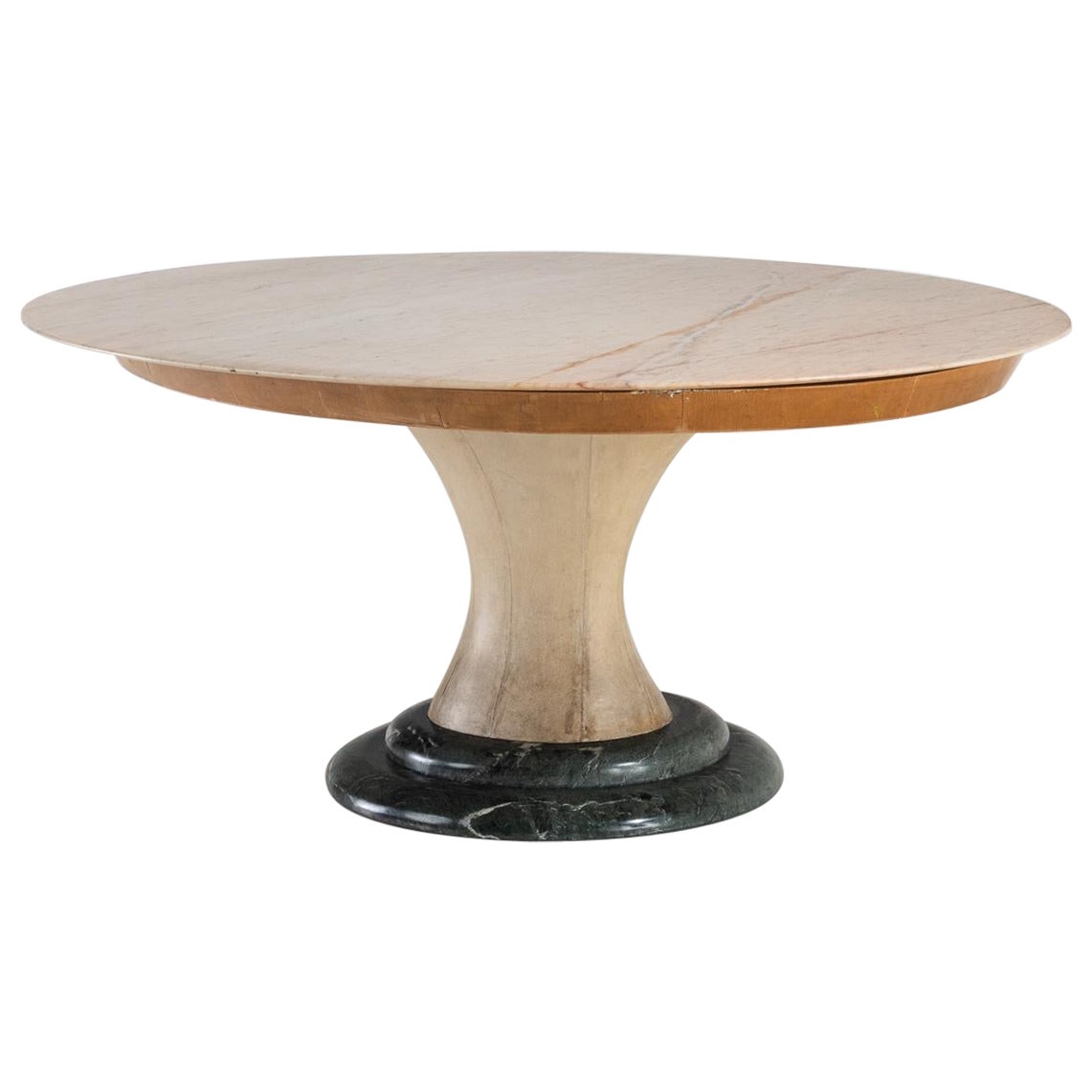 Guglielmo Ulrich Parchemin table with marble top. Italian design 1940s For Sale