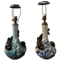 Pair of rare 1900s Danish ceramic table lamps by Hans Ancher Wolffsen