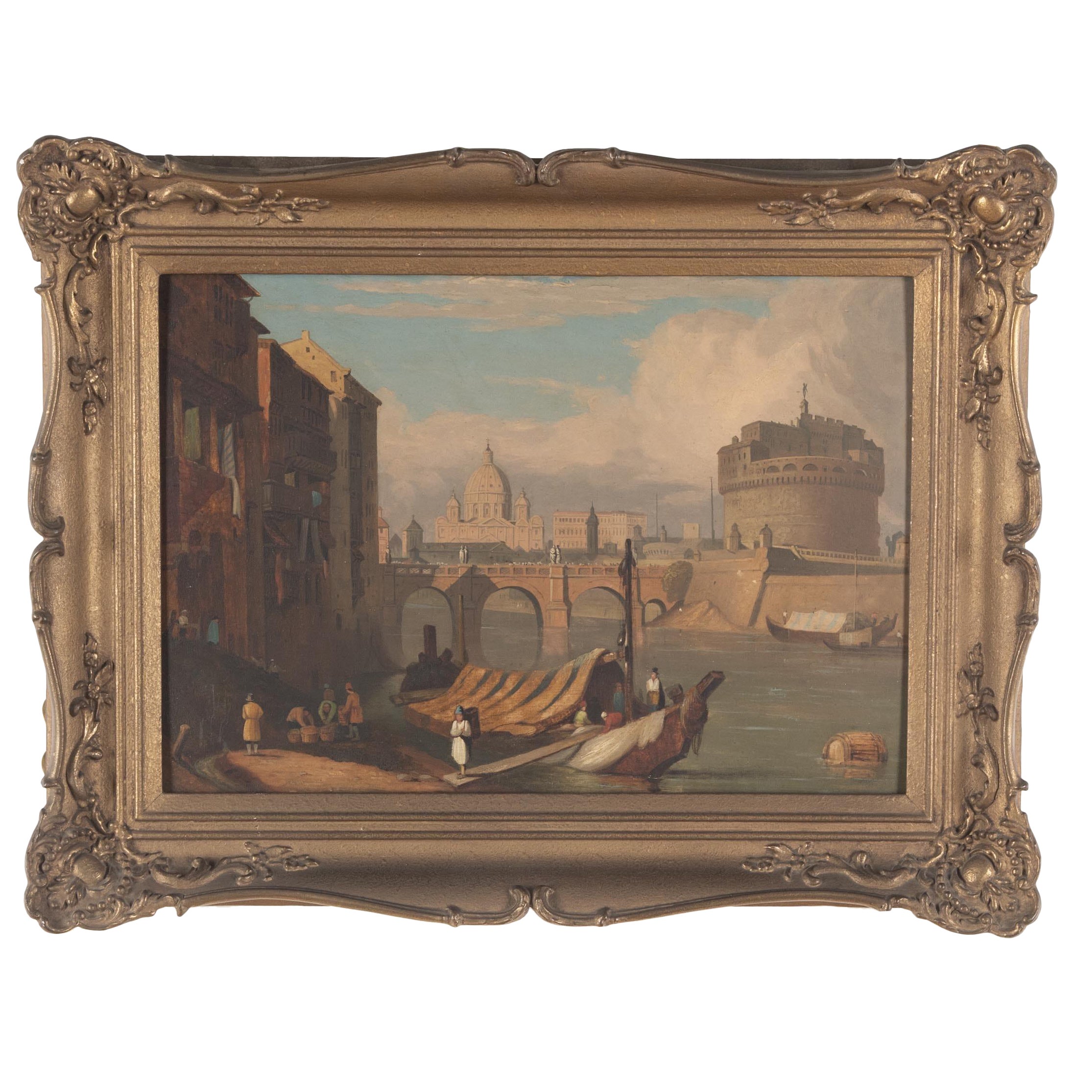 Early 19th Century Oil on Panel of Rome For Sale