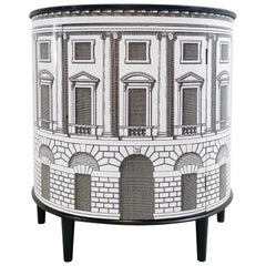 Vintage Demi Lune Cabinet in the style of Fornasetti