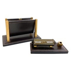 Retro Mid-Century Letter Holder and Calendar, leather, Delvaux, Belgium, 1970s