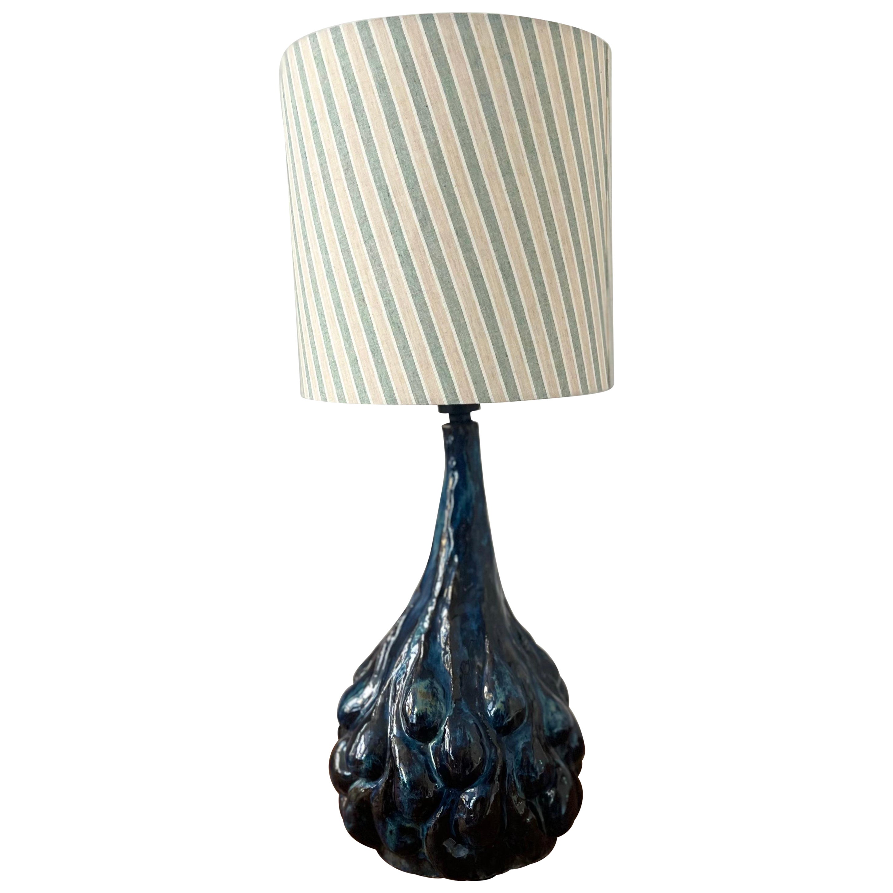 Midcentury tall glazed ceramic table lamp in the style of Axel Salto