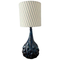 Midcentury tall glazed ceramic table lamp in the style of Axel Salto