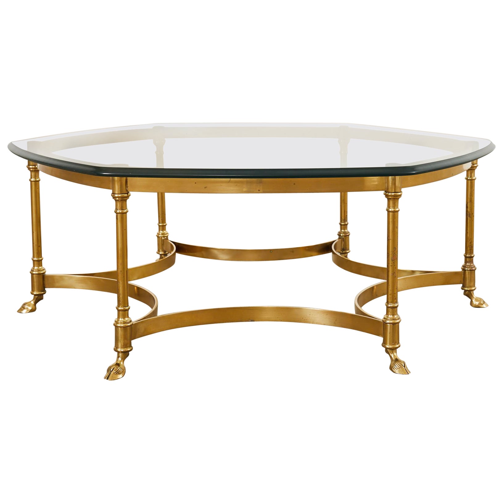Italian LaBarge Hollywood Regency Brass Cocktail Table 