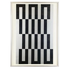 Französische Moderne Grauer schwarzer weißer Siebdruck von Julije Knifer, 1970er Jahre