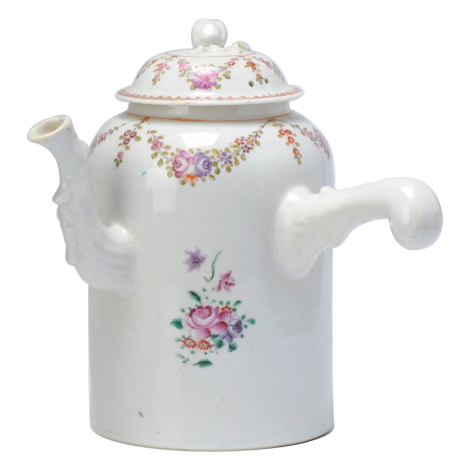 Antique Large Armorial Chocolate Pot Qing Chinese Porcelain Chine de Commande