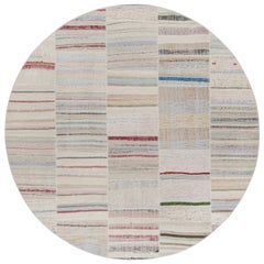 Rug & Kilim’s Patchwork Kilim Circle Rug in Polychromatic Stripes