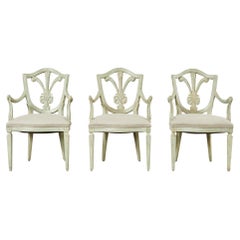 Set of Three Dennis & Leen Painted Brandelli Dining Armchairs