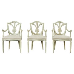 Set of Three Dennis & Leen Painted Brandelli Dining Armchairs 