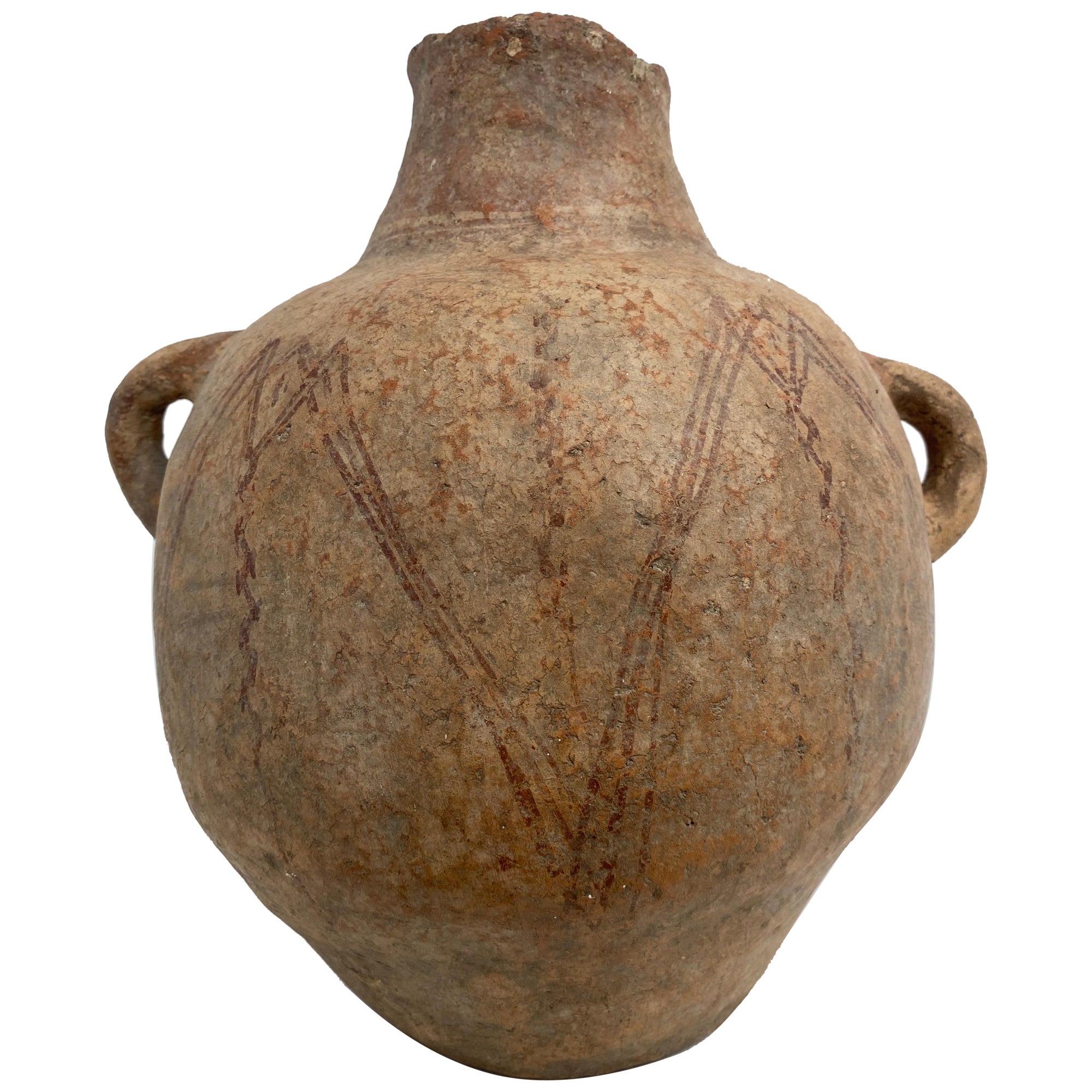 Antique Berber Terracotta Jar with 2 Handles For Sale