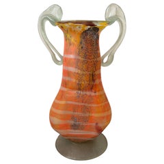 1980s Art Nouveau Style Murano Glass Amphora Vase