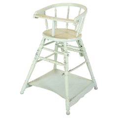 Used Children's chair In Light blue color With Patina From 1920