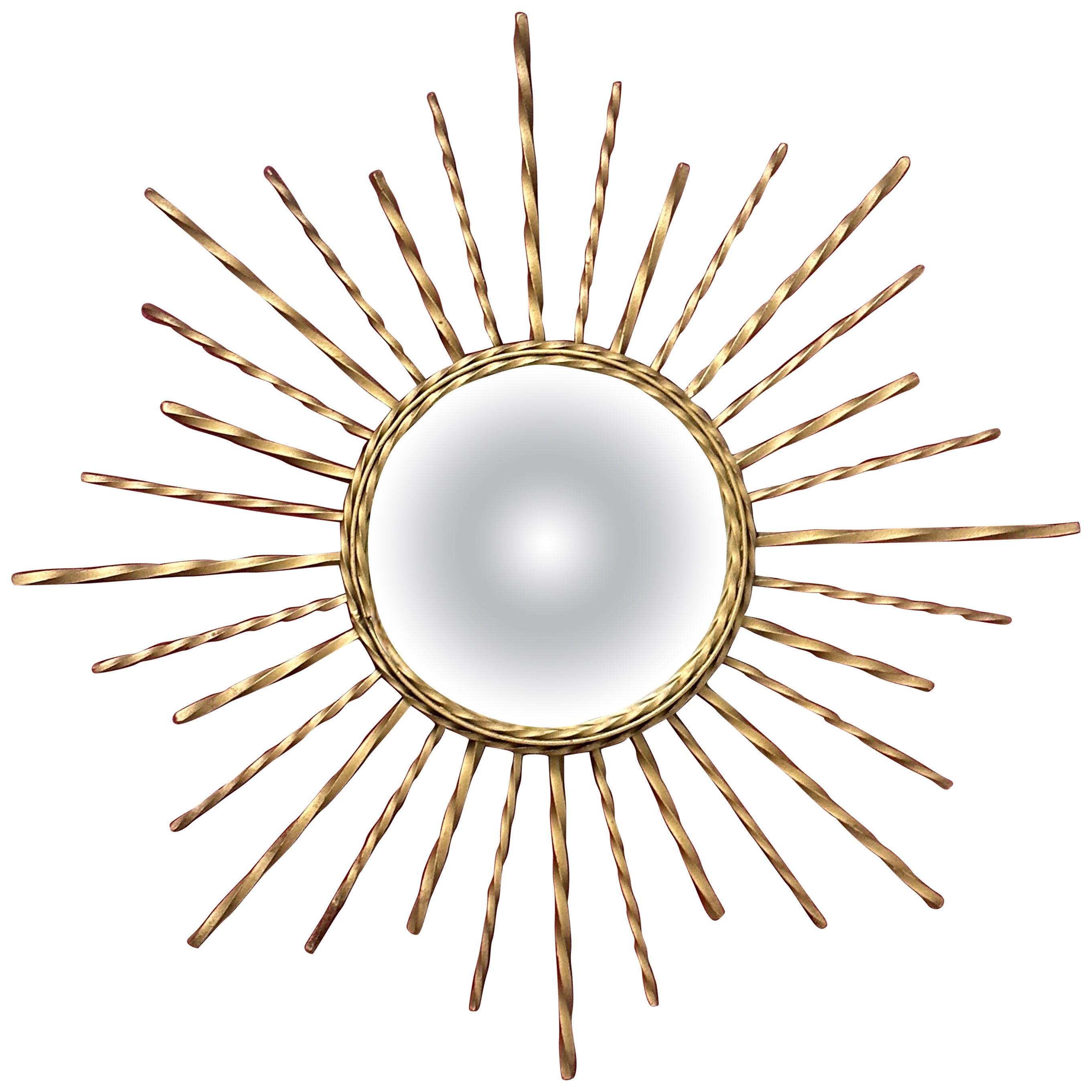Stunning Large Vallauris Style Starburst Sunburst Convex Mirror Wall Lamp 1950s