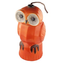 Retro Art Déco Enameled Porcelain Owl-Shapped Perfume Lamp by German Company Aerozon