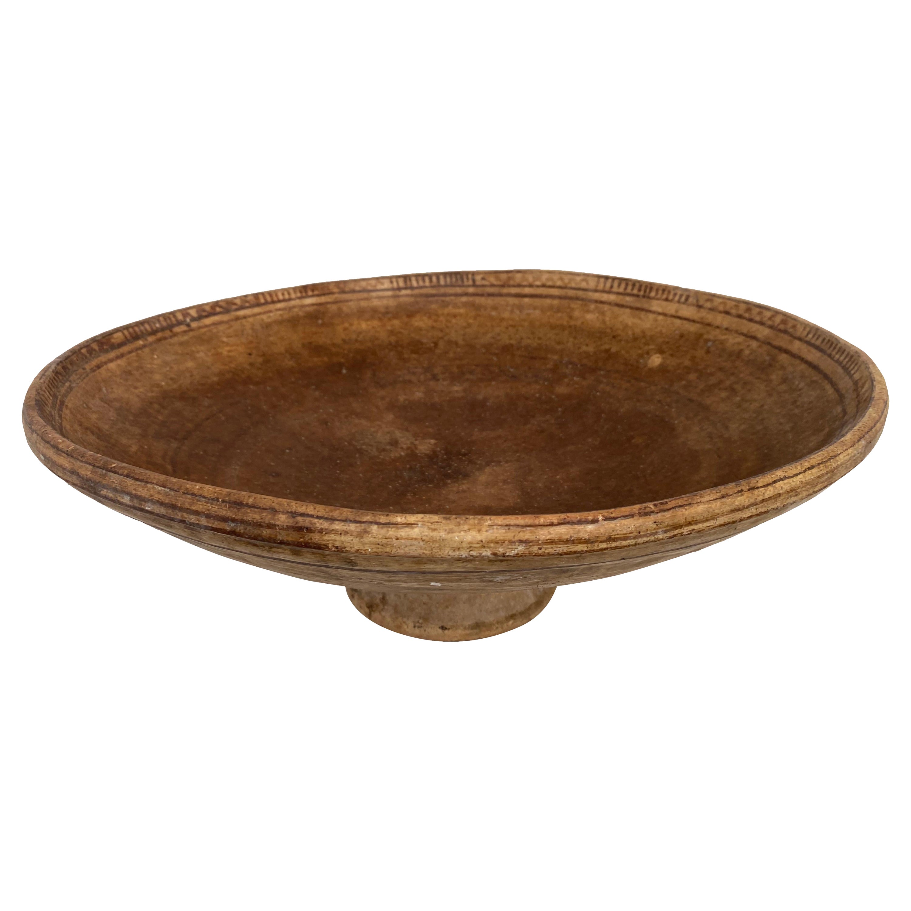 Antique, Terracotta Berber Bowl on a central foot For Sale