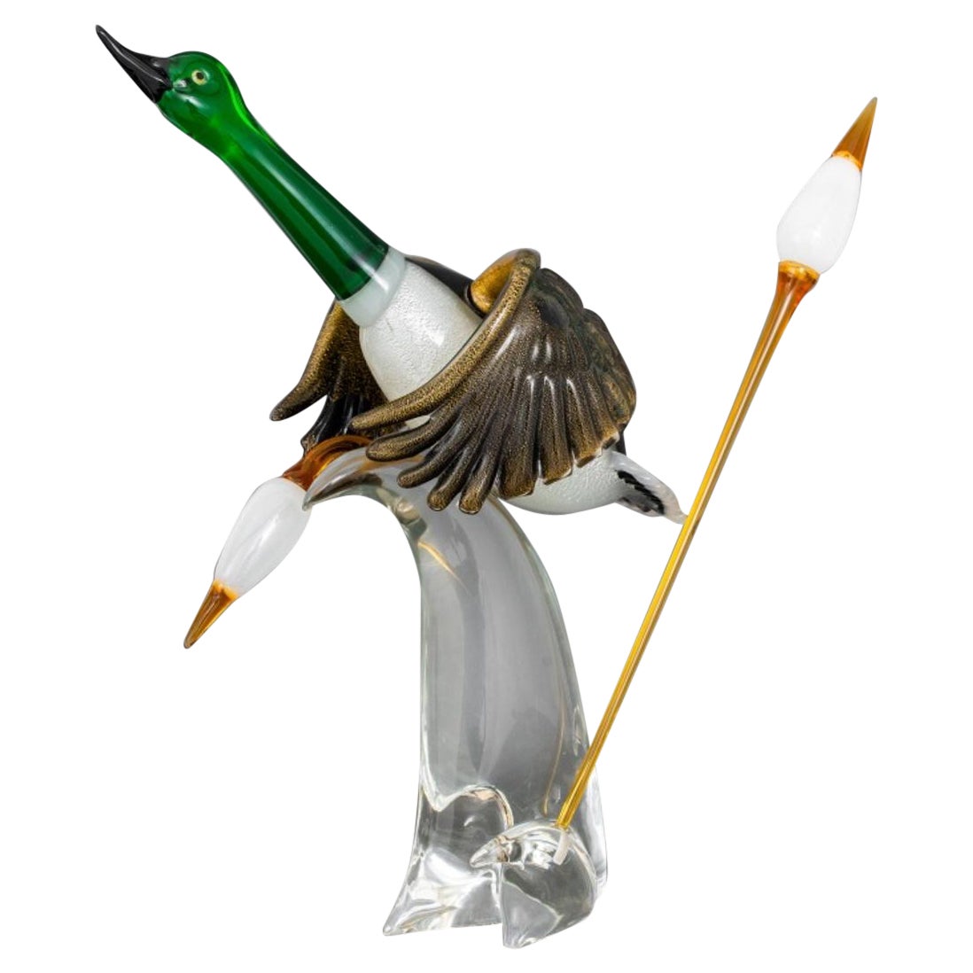 Oscar Zanetti Murano Glass Mallard Duck Sculpture
