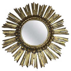 Beautiful Starburst Sunburst Gilded Wood Mirror Italy, circa 1930s