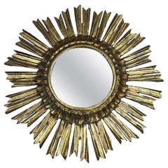 Vintage Beautiful Starburst Sunburst Gilded Wood Mirror Italy, circa 1930s