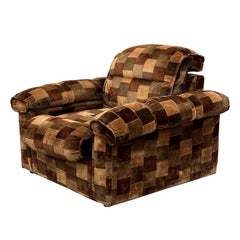 German Patchwork Velour Lounge Chair